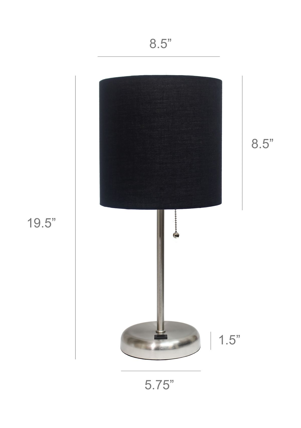 Stick Lamp with USB Charging Port and Fabric Shade 2 Pack Set