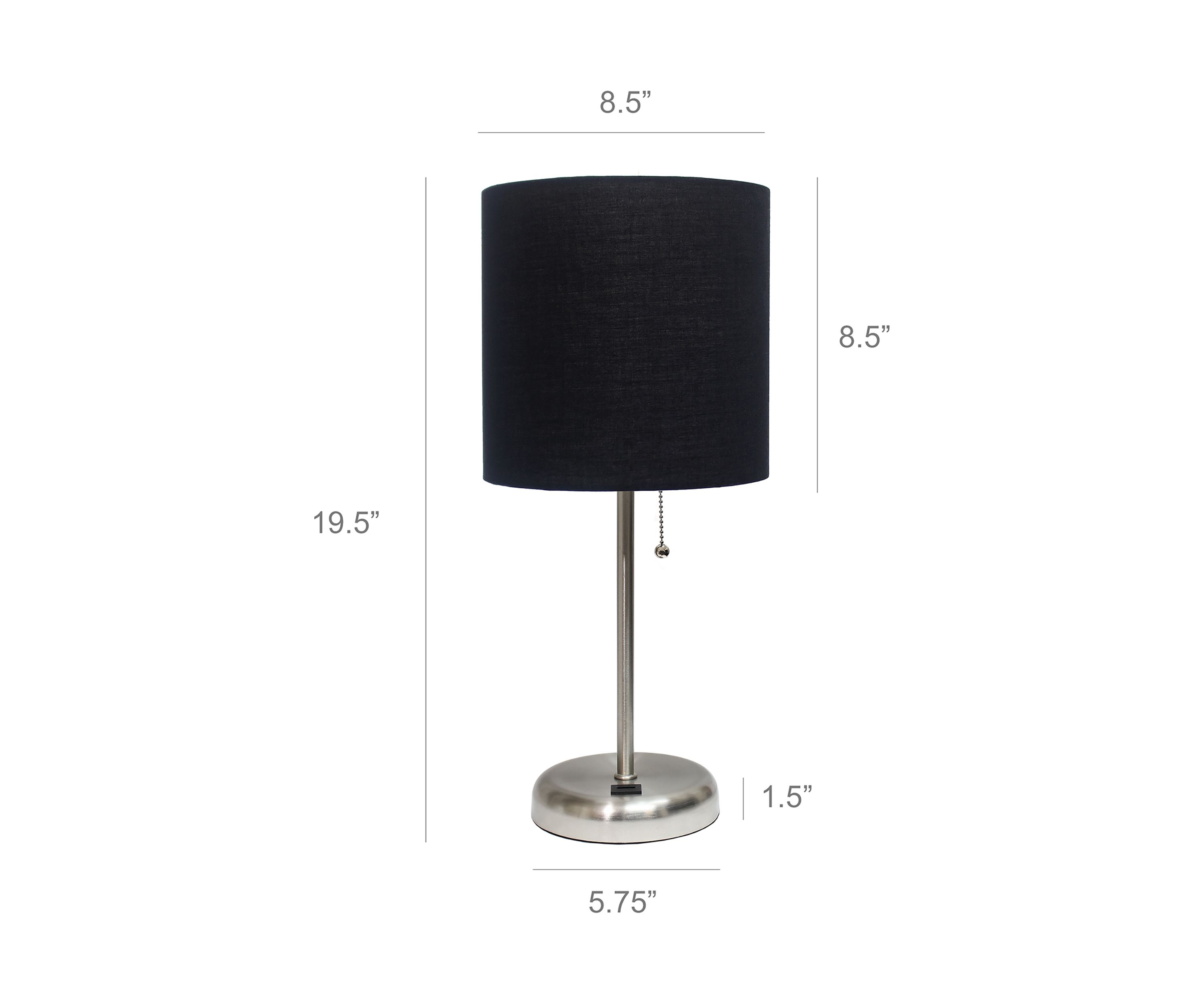 Stick Lamp with USB Charging Port and Fabric Shade 2 Pack Set