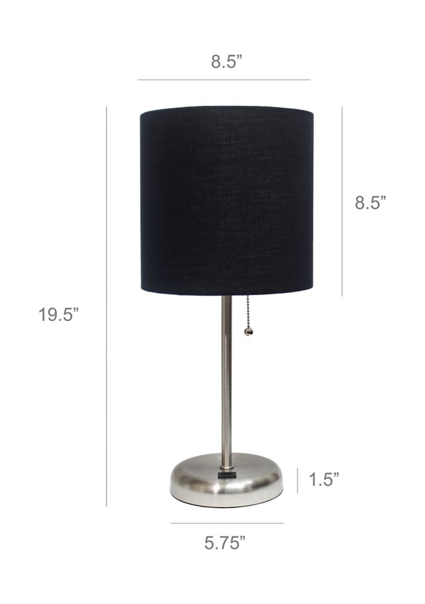 Stick Lamp with USB Charging Port and Fabric Shade 2 Pack Set