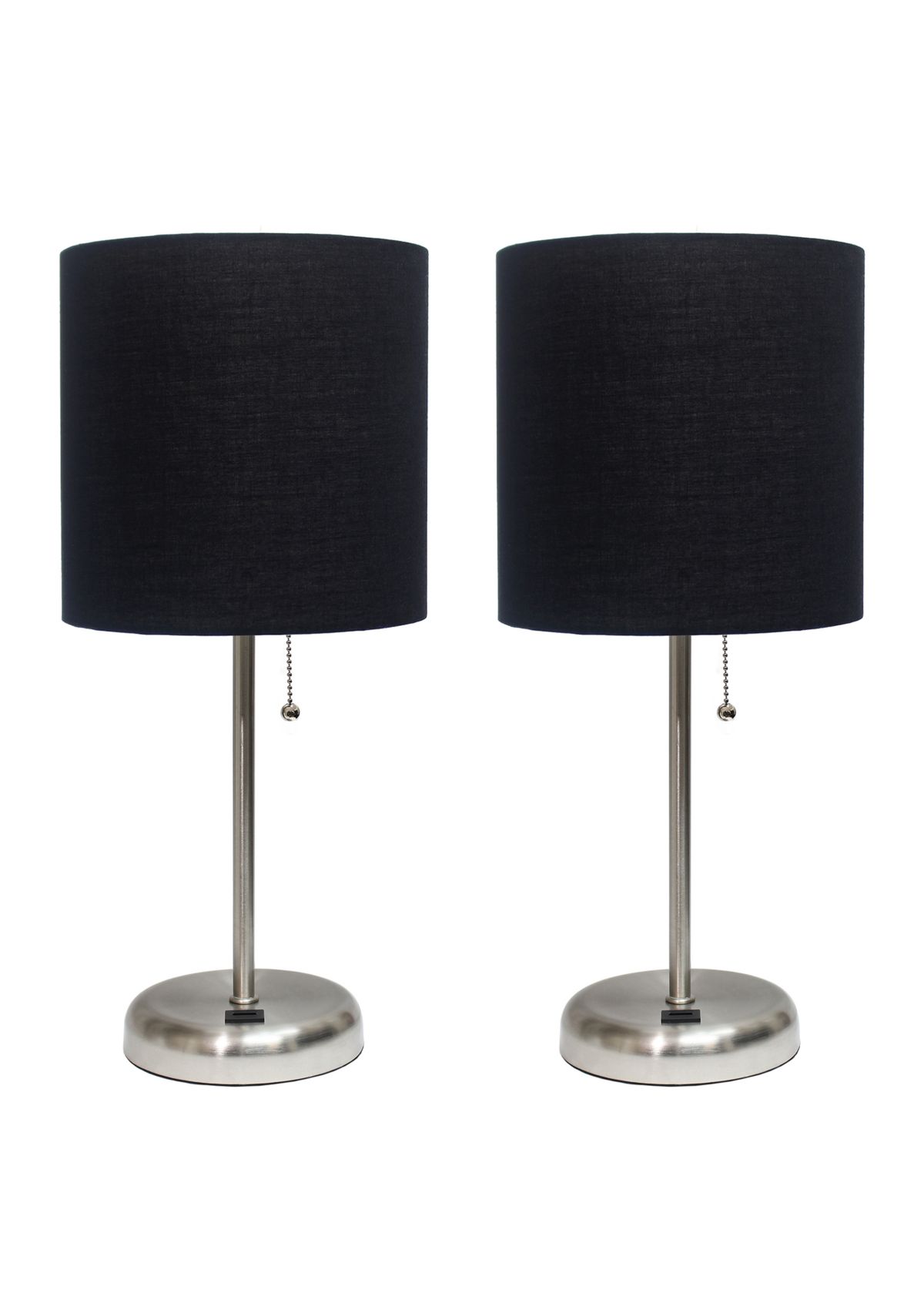 Stick Lamp with USB Charging Port and Fabric Shade 2 Pack Set
