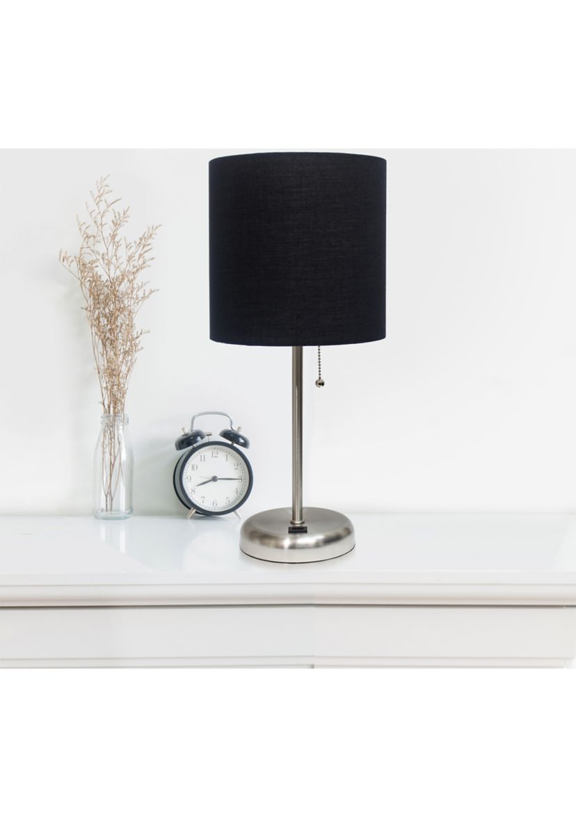 Stick Lamp with USB Charging Port and Fabric Shade 2 Pack Set