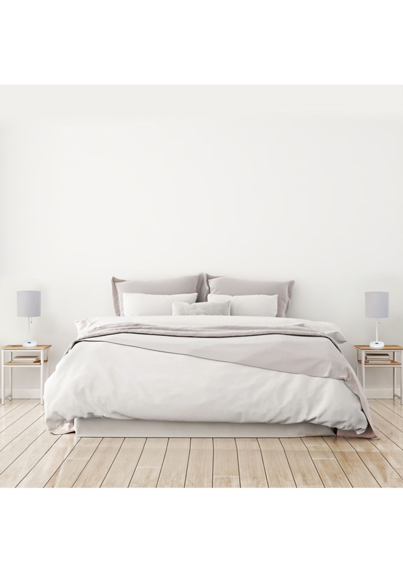 Stick Lamp with USB Charging Port and Fabric Shade 2 Pack Set