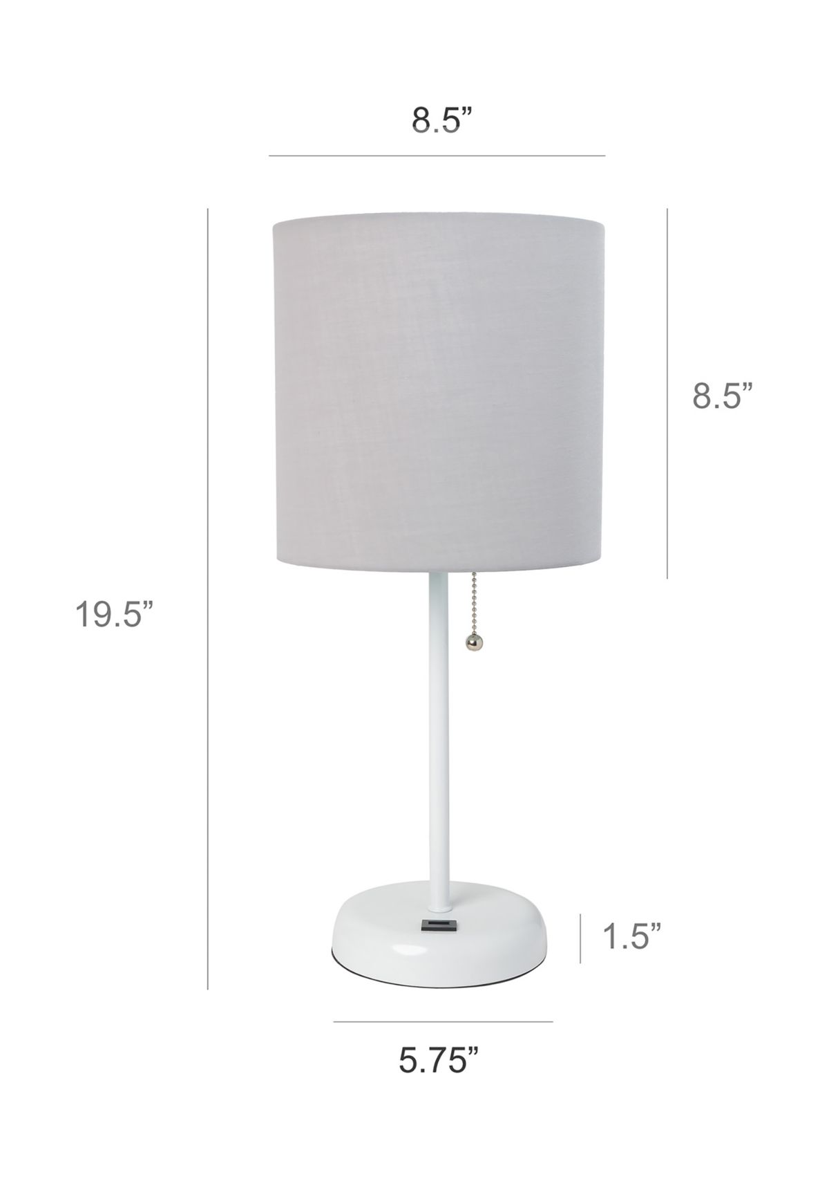 Stick Lamp with USB Charging Port and Fabric Shade 2 Pack Set