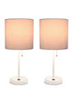 Stick Lamp with USB Charging Port and Fabric Shade 2 Pack Set