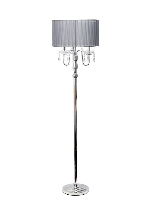 Romantic Sheer Shade Floor Lamp, Floor Lamp With Shade And Crystals