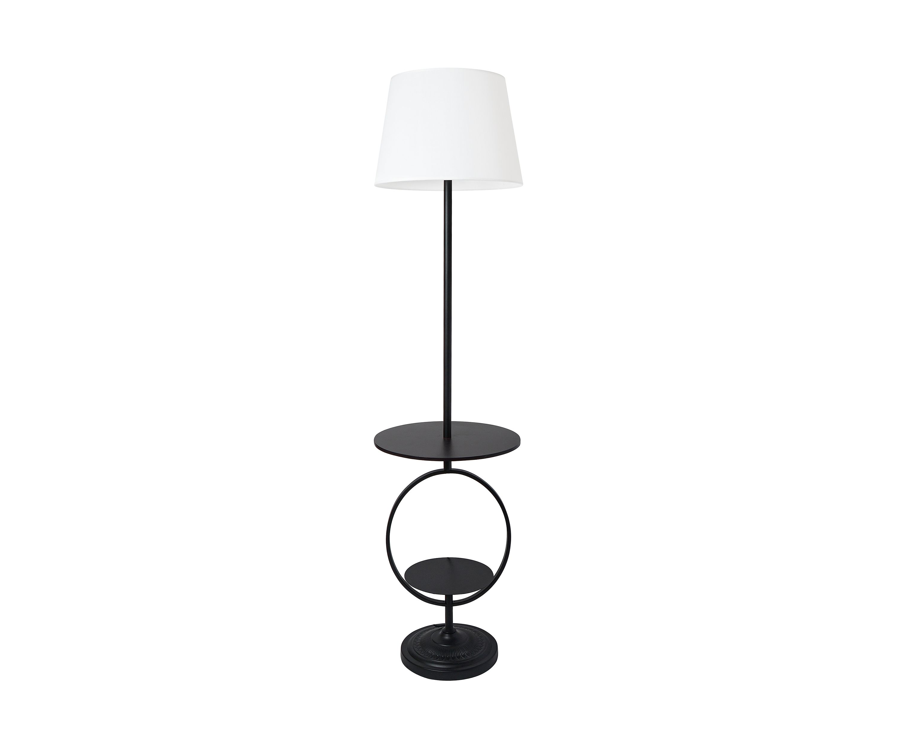 Bedside End Table Dual Shelf Decorative Floor Lamp, Black