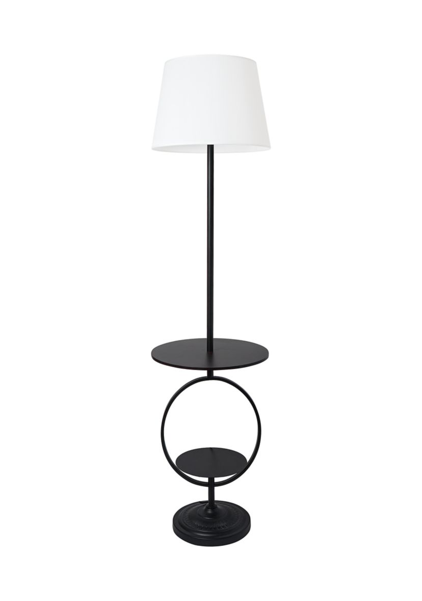 Bedside End Table Dual Shelf Decorative Floor Lamp, Black