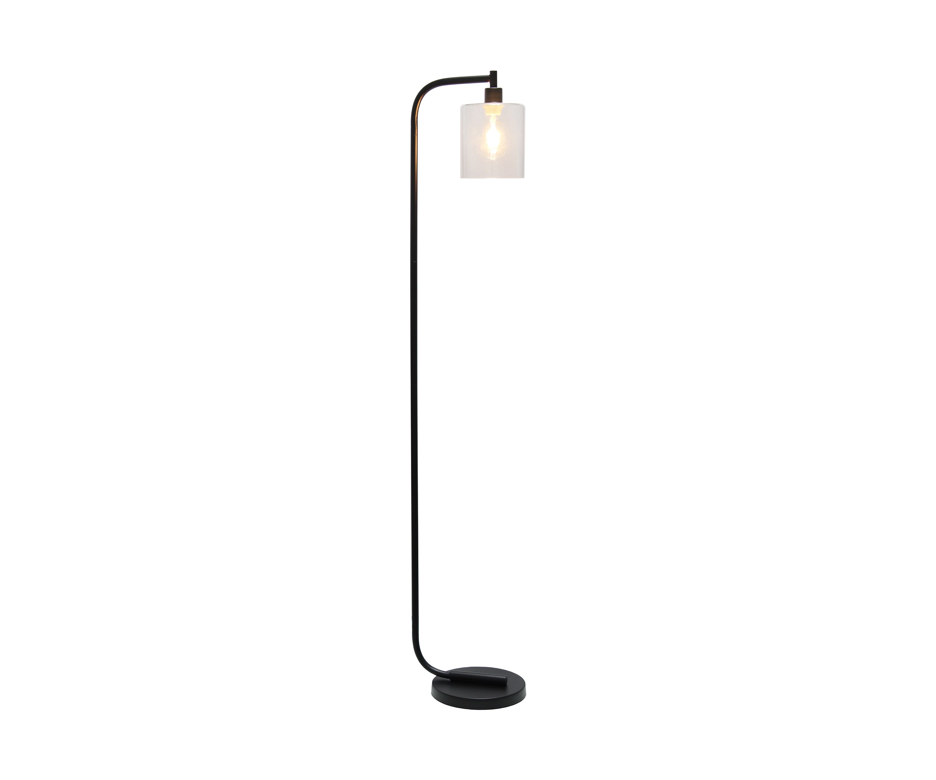 Antique Style Industrial Iron Lantern Floor Lamp with Glass Shade
