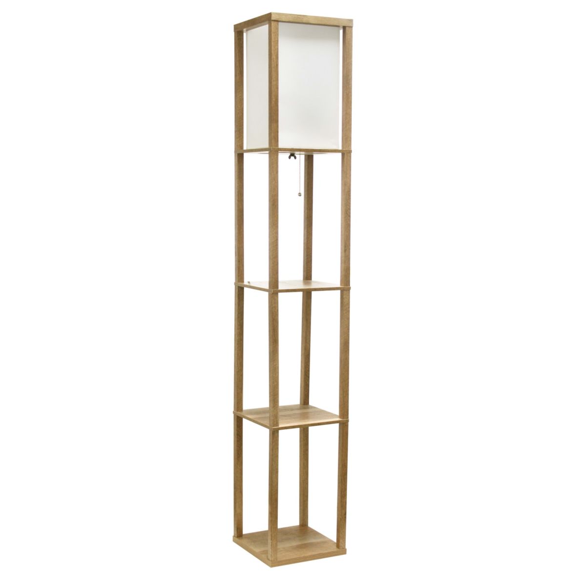 62.5" Modern 3 Tier Standing Floor Lamp Etagere Organizer Storage Shelf with Linen Shade