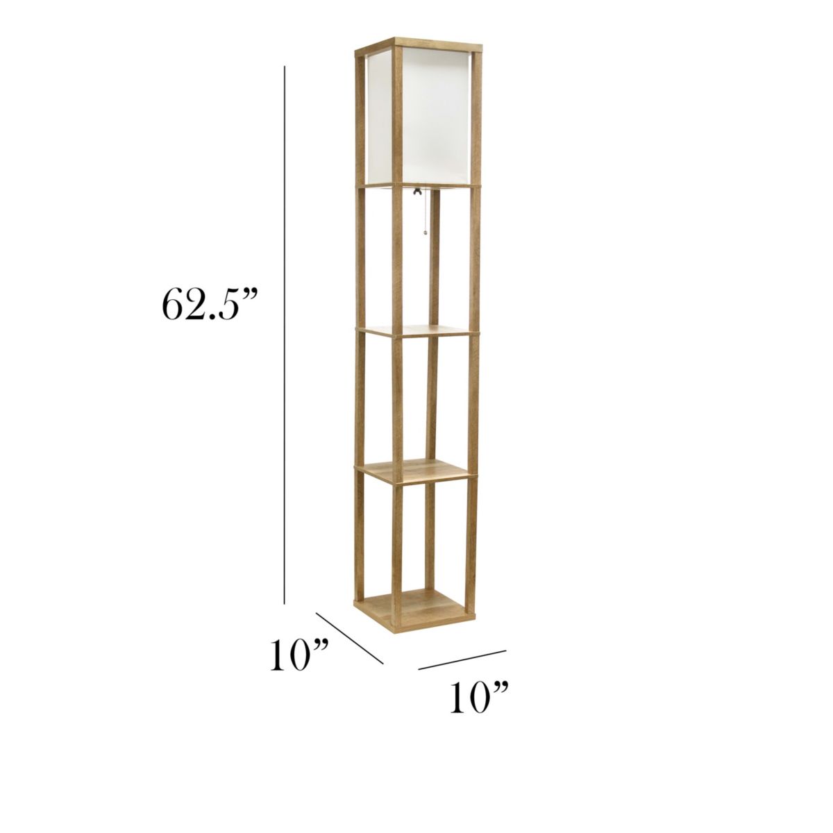 62.5" Modern 3 Tier Standing Floor Lamp Etagere Organizer Storage Shelf with Linen Shade