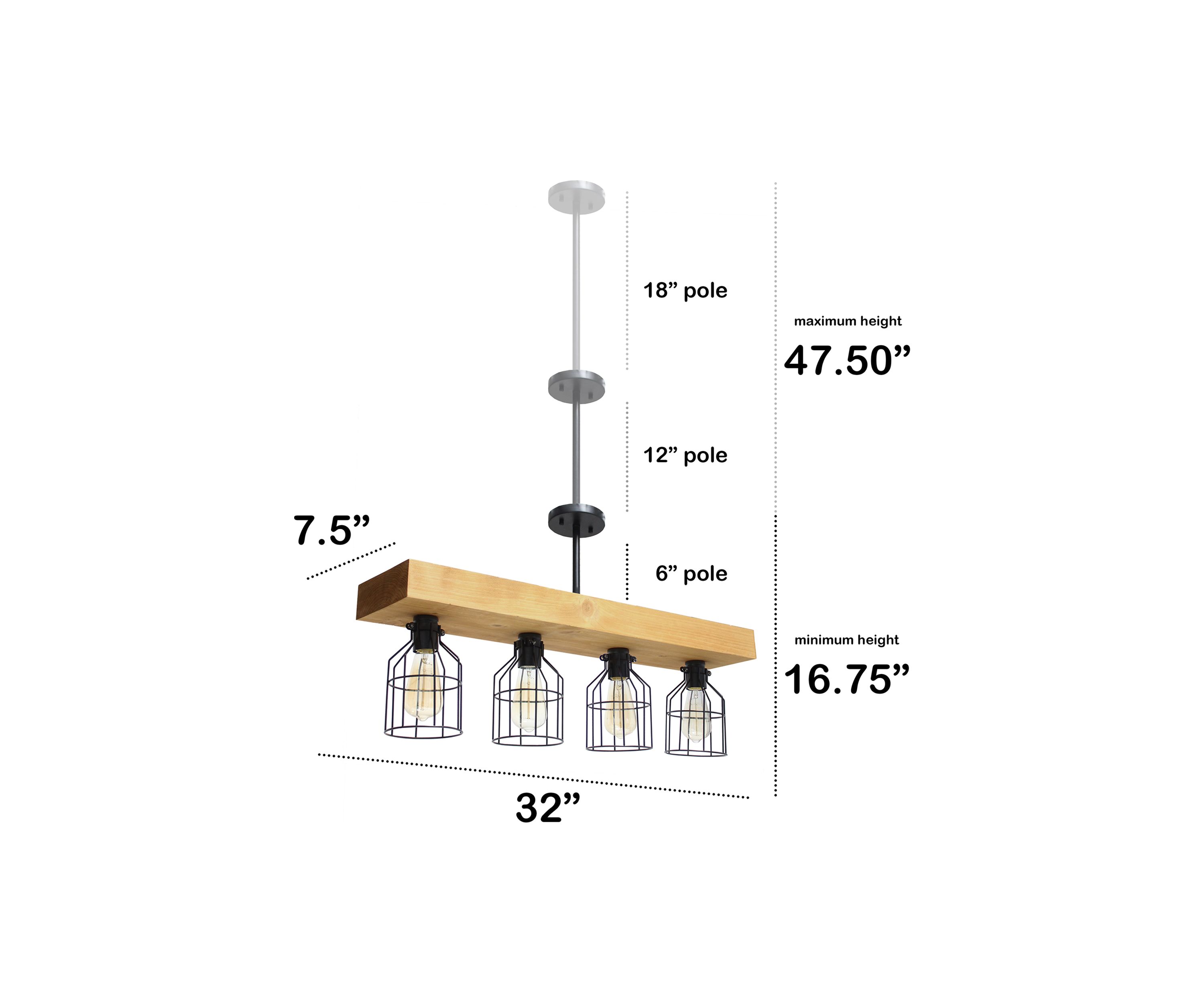 4 Light Farmhouse Beam Pendant