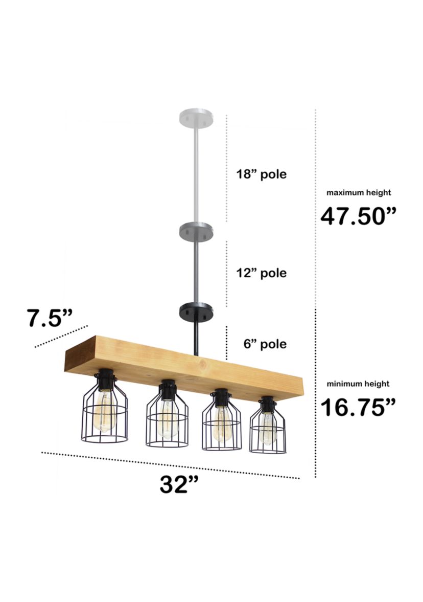 4 Light Farmhouse Beam Pendant