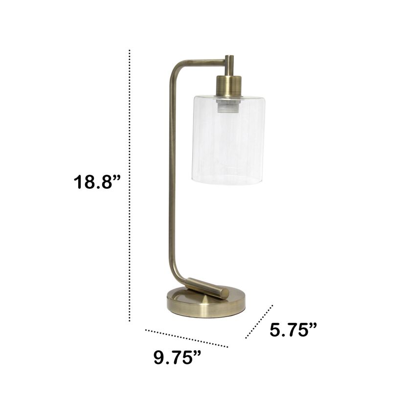 Modern Iron Desk Lamp with Glass Shade