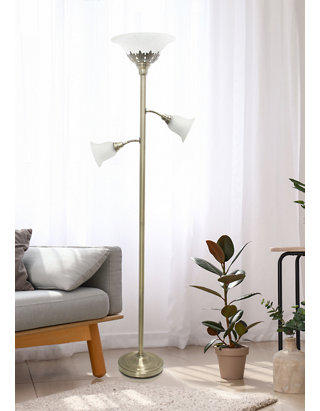 Lalia Home Torchiere Floor Lamp With 2, Two Light Floor Reading Lamp