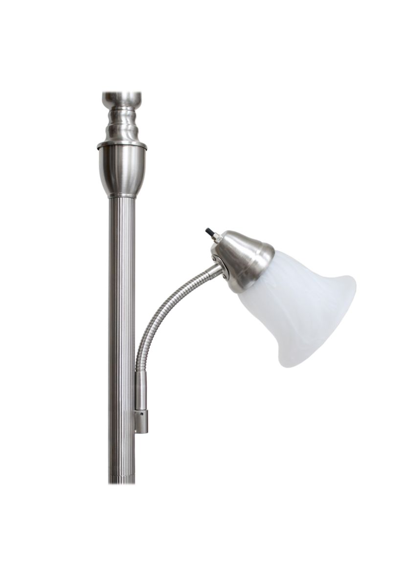  Torchiere Floor Lamp with Reading Light and Marble Glass Shades 