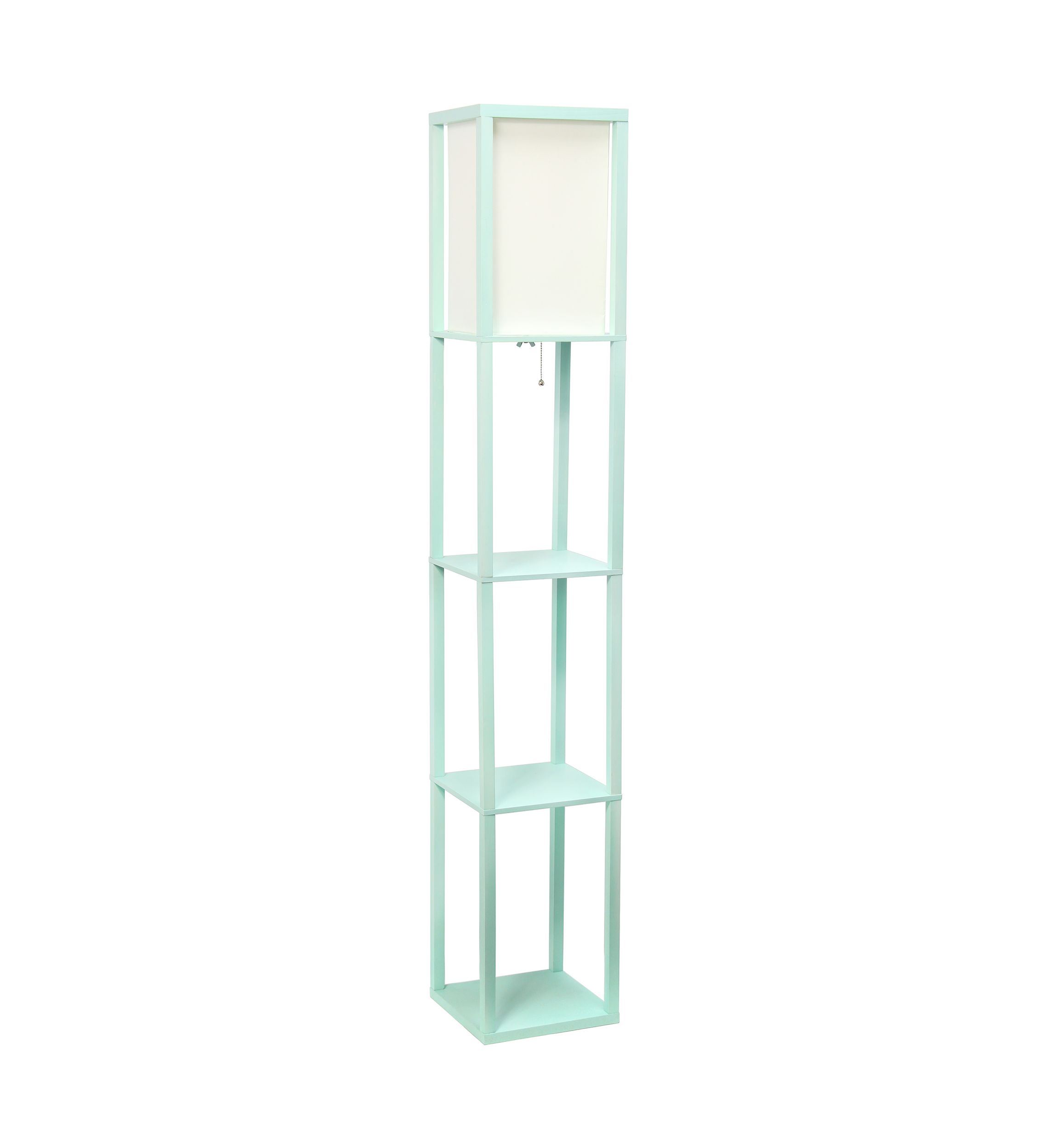 Column Shelf Floor Lamp with Linen Shade, Aqua