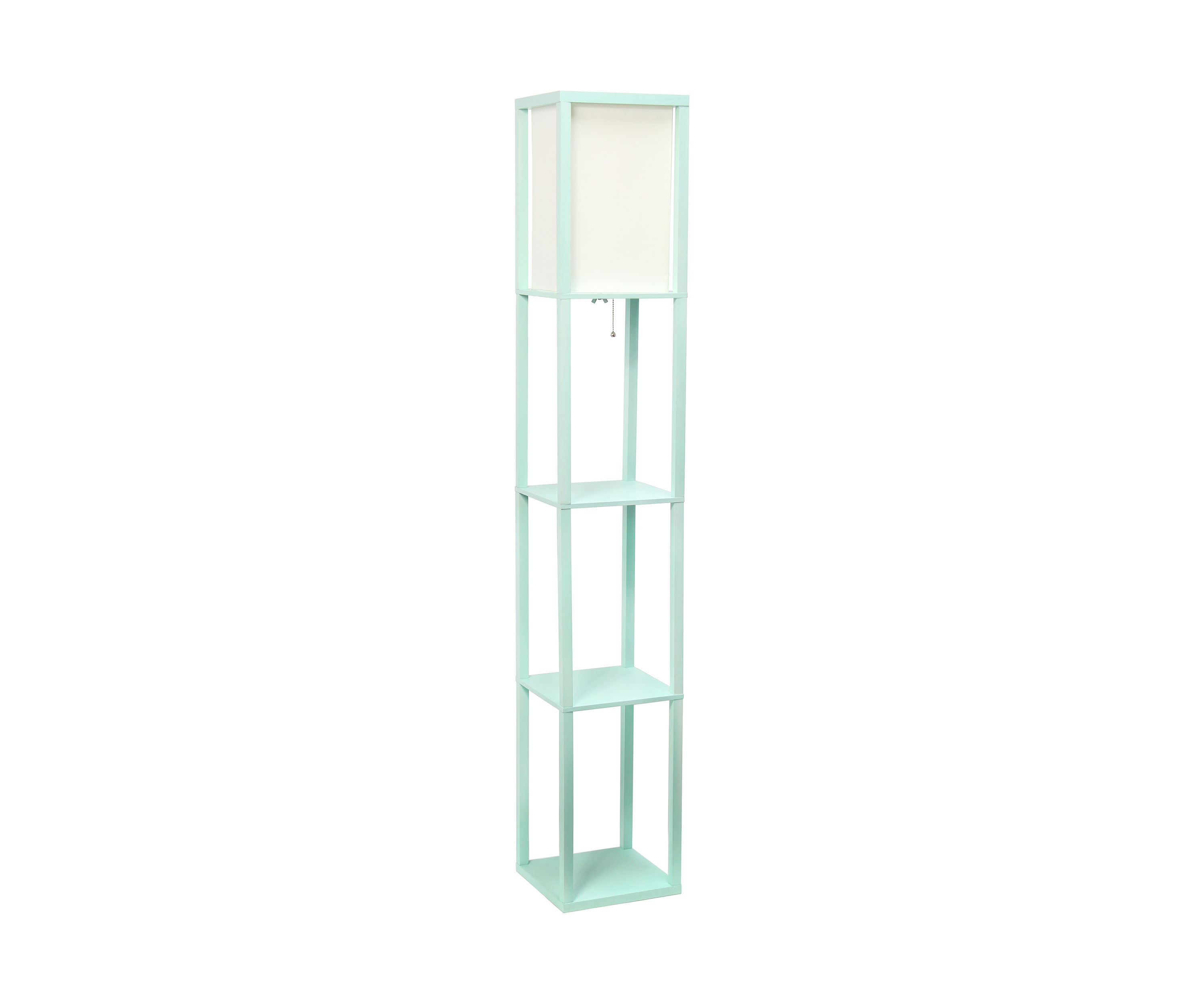 Column Shelf Floor Lamp with Linen Shade, Aqua