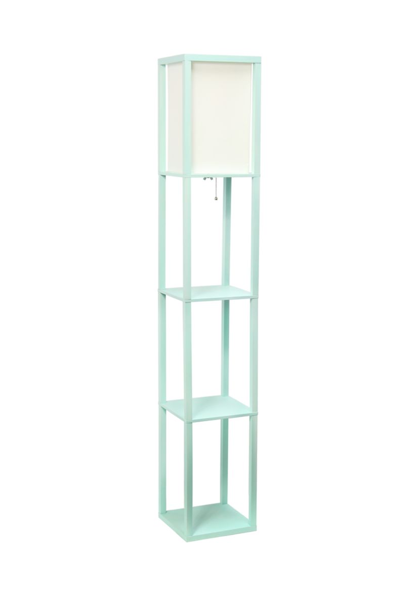 Column Shelf Floor Lamp with Linen Shade, Aqua
