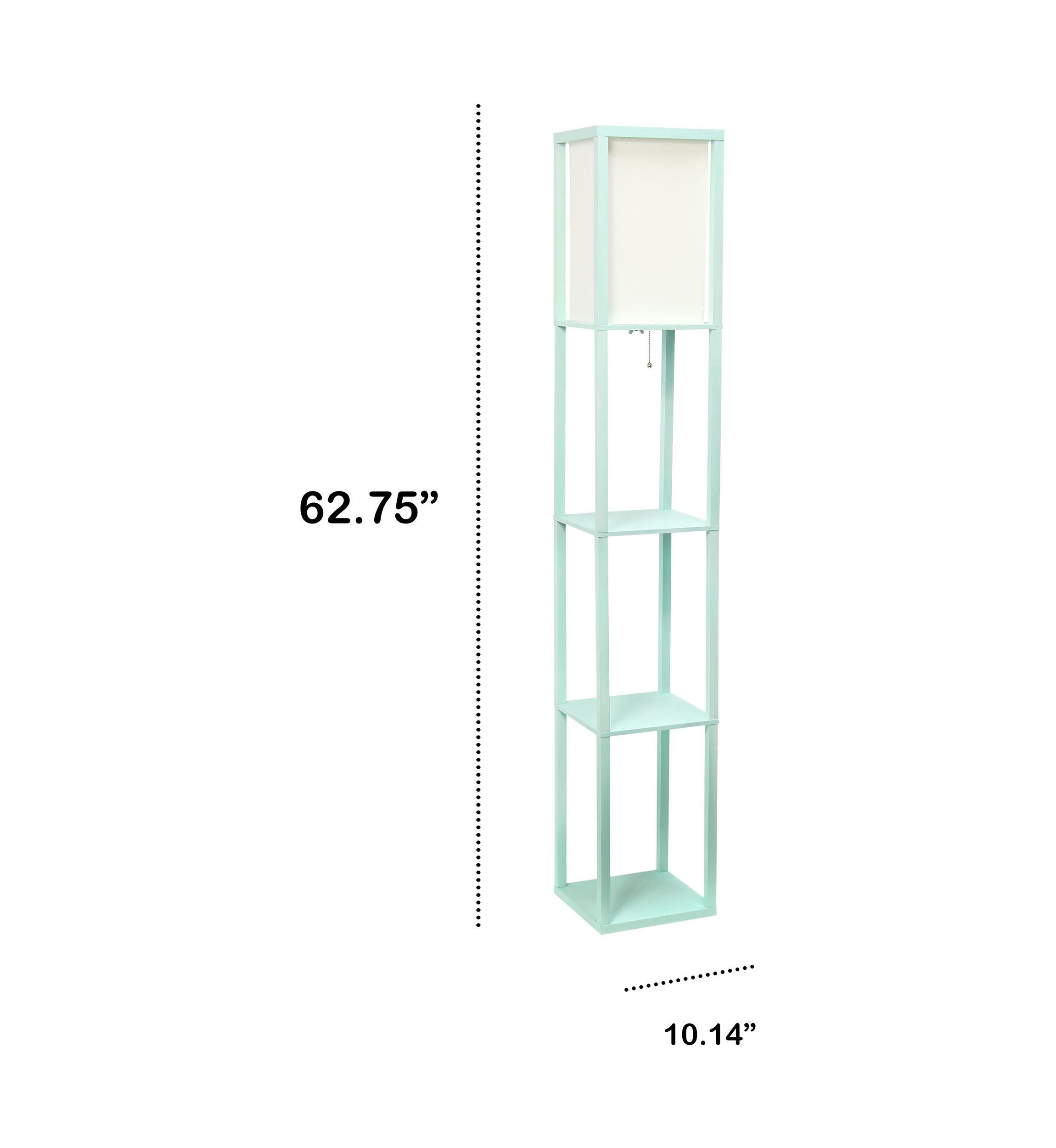 Column Shelf Floor Lamp with Linen Shade, Aqua