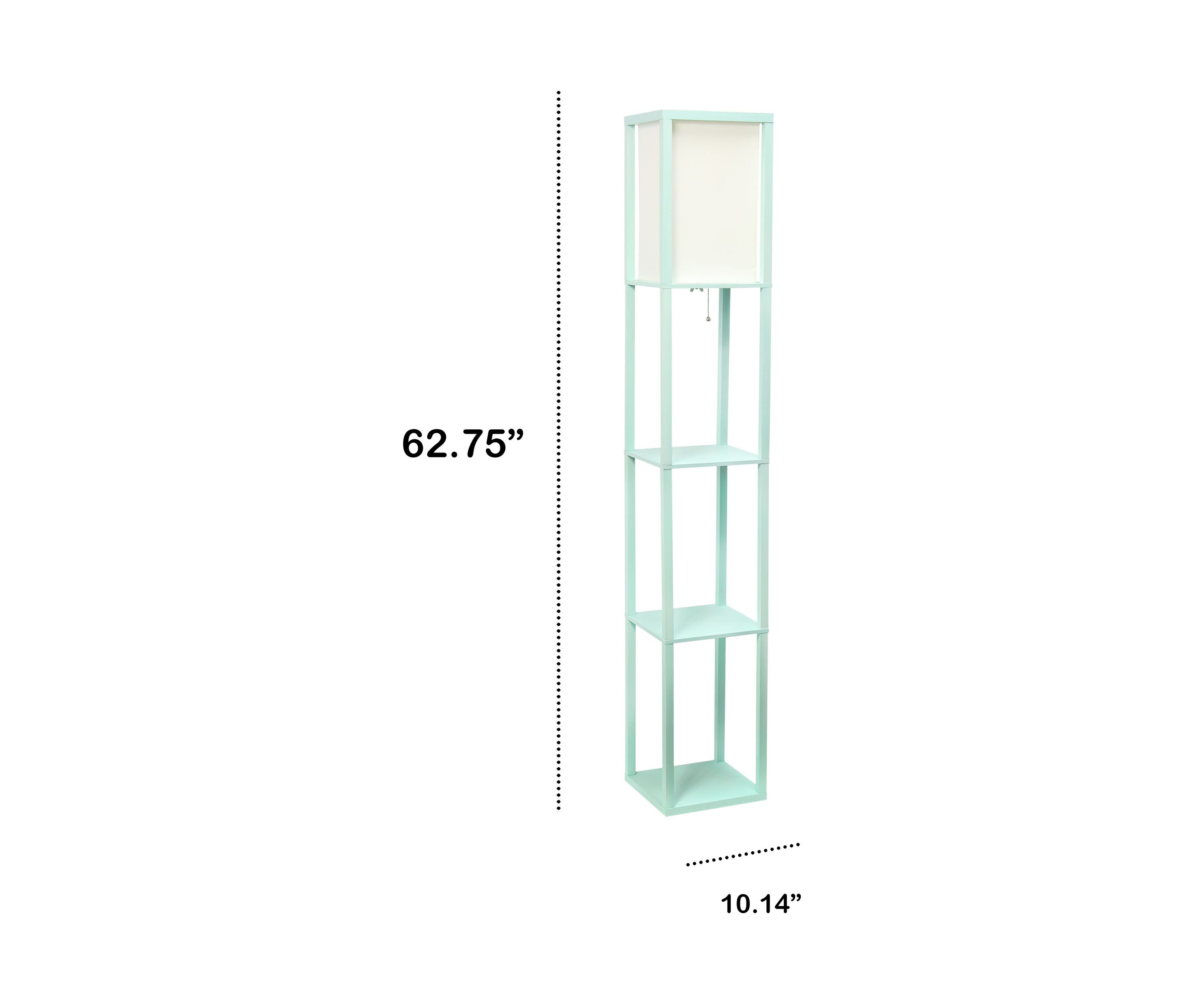 Column Shelf Floor Lamp with Linen Shade, Aqua
