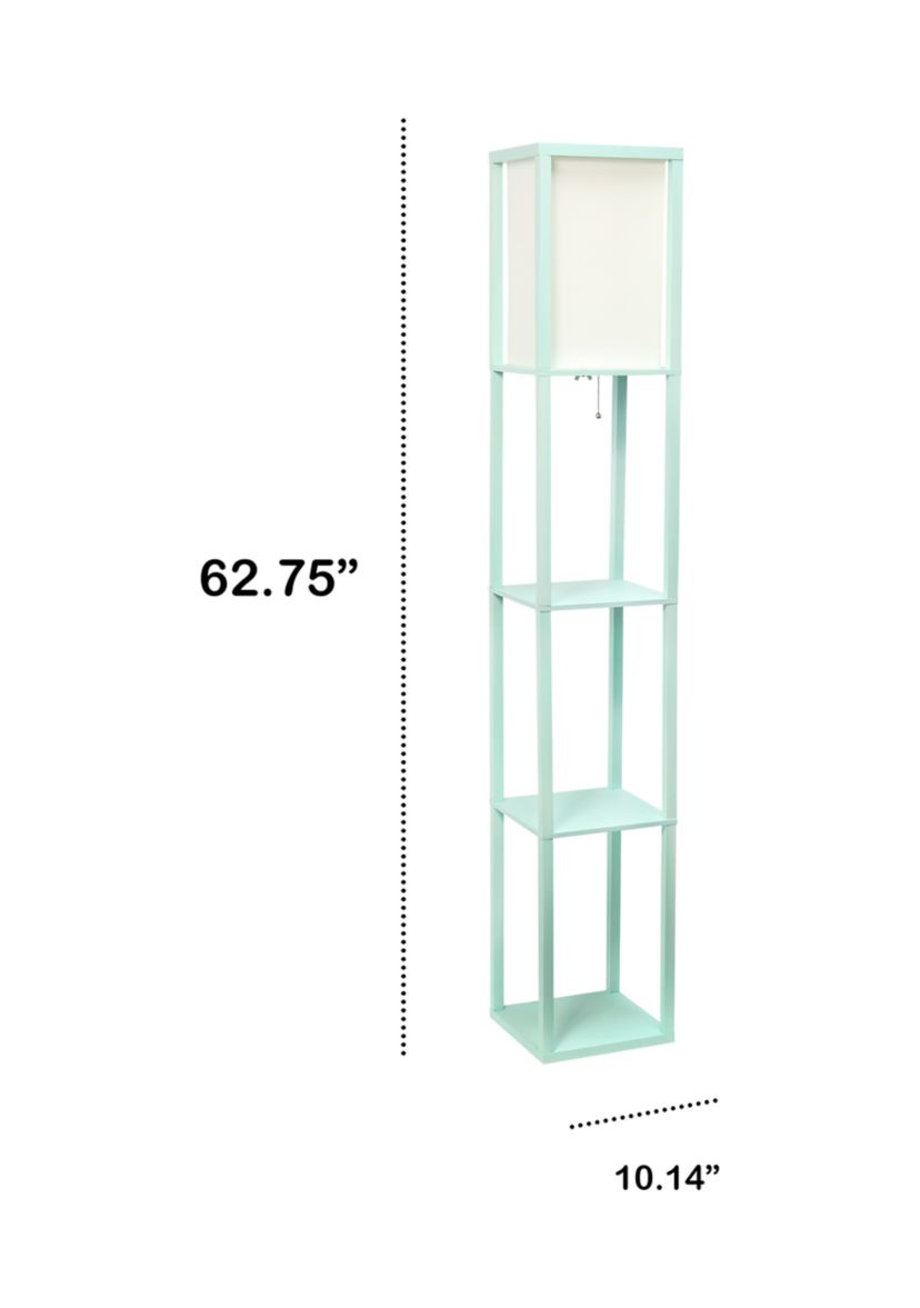 Column Shelf Floor Lamp with Linen Shade, Aqua