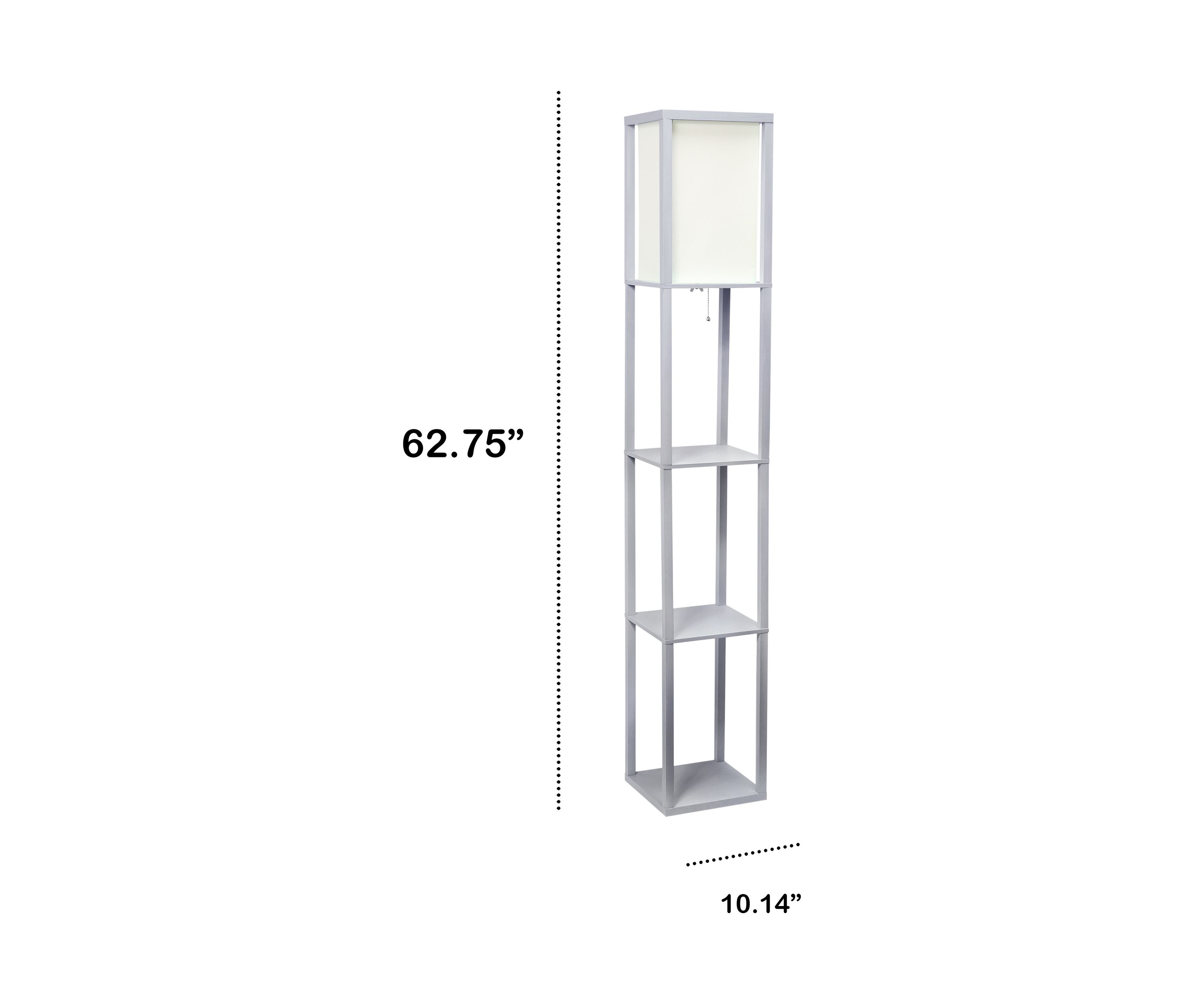 Column Shelf Floor Lamp with Linen Shade, Gray