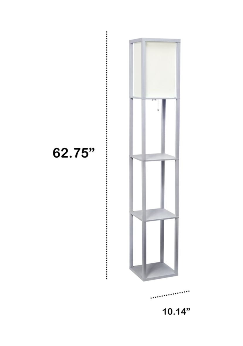 Column Shelf Floor Lamp with Linen Shade, Gray