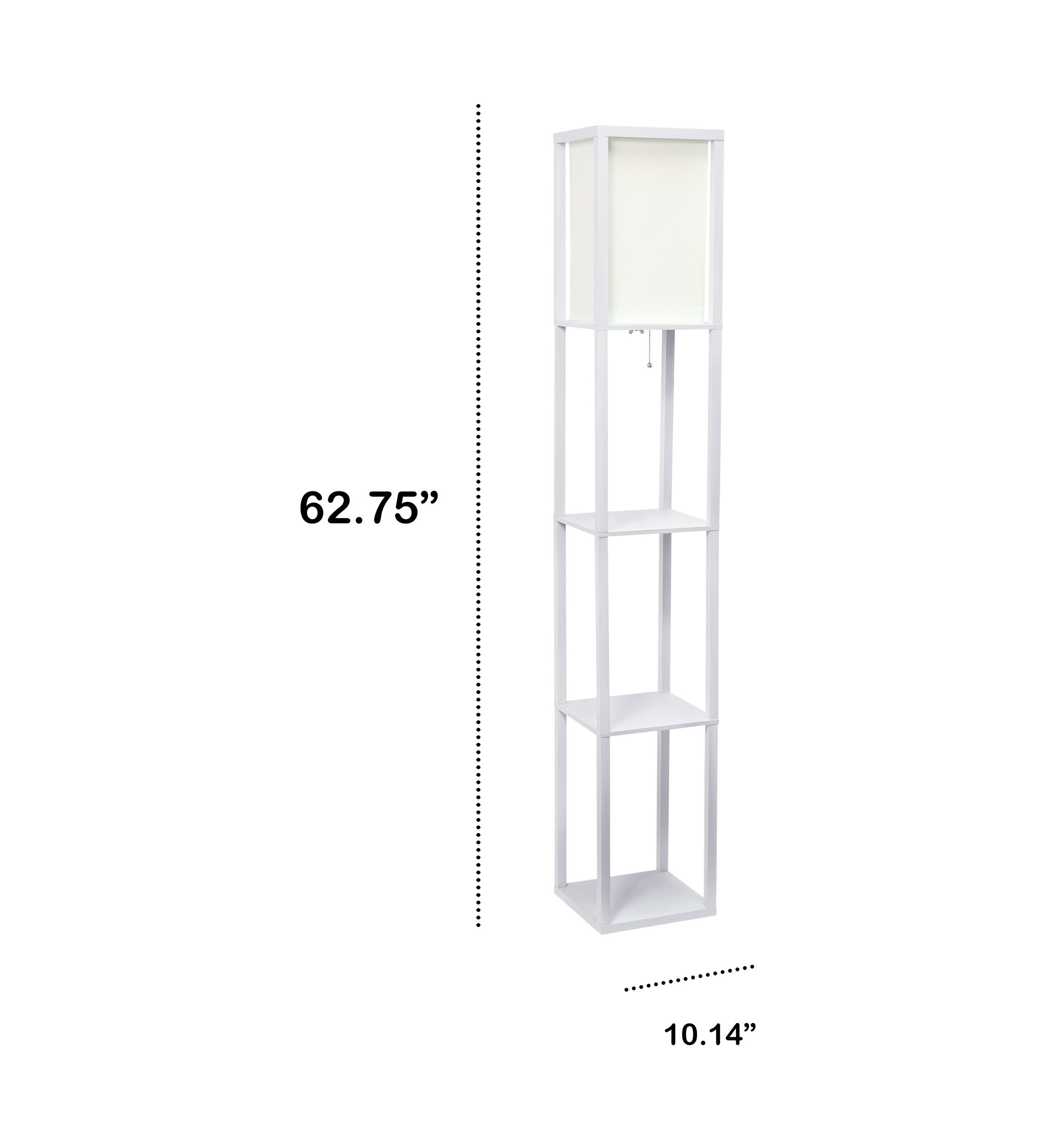 Column Shelf Floor Lamp with Linen Shade, White