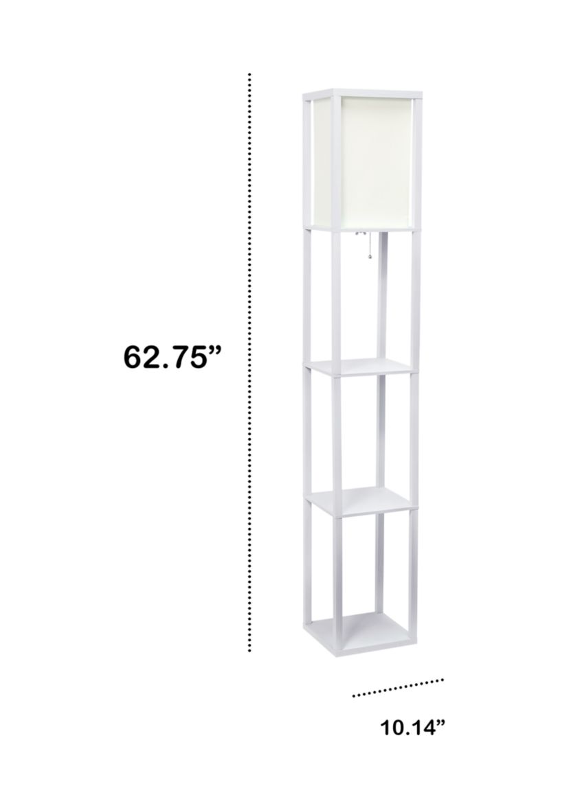 Column Shelf Floor Lamp with Linen Shade, White