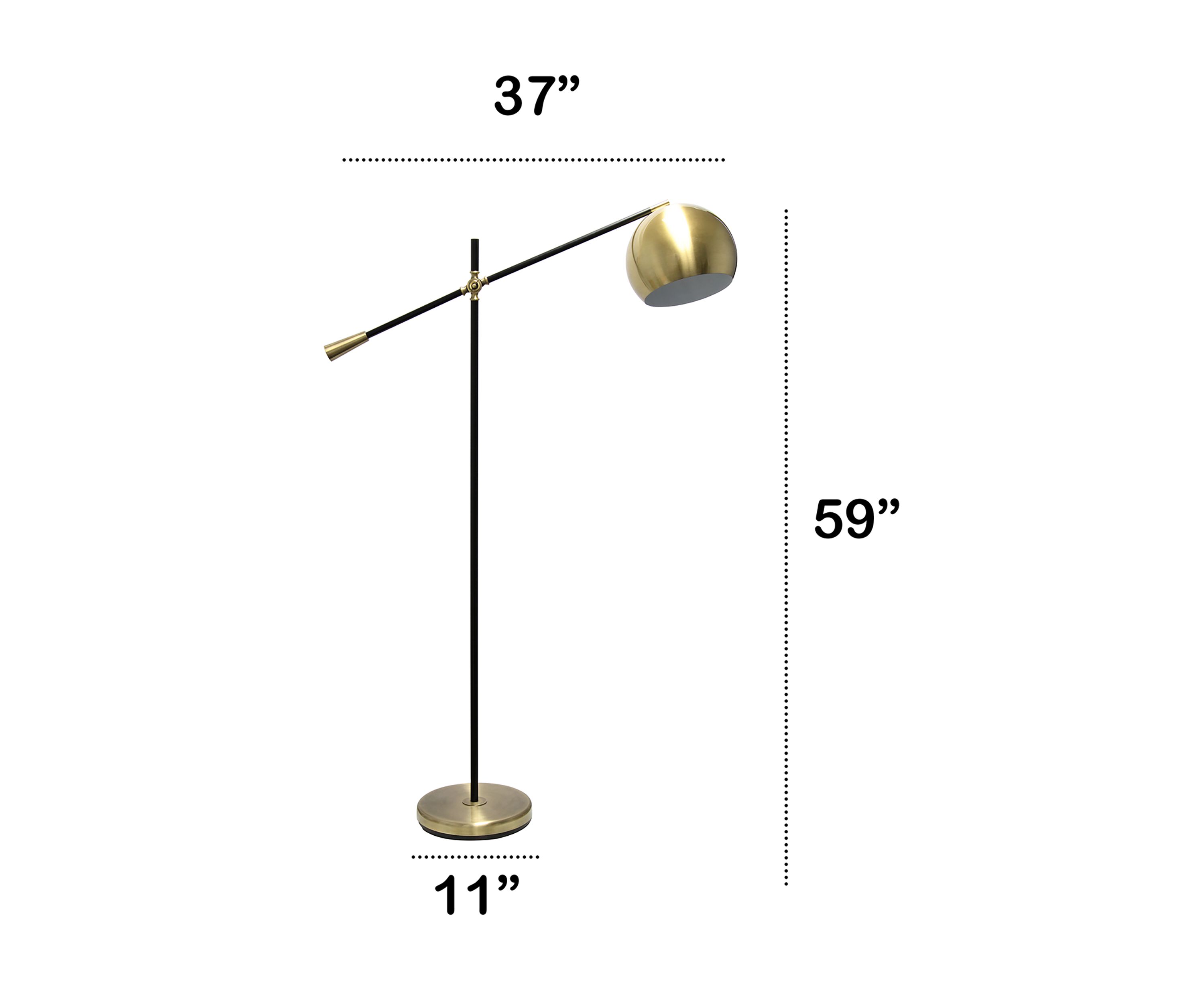 Black Matte Swivel Floor Lamp with Inner White Dome Shade