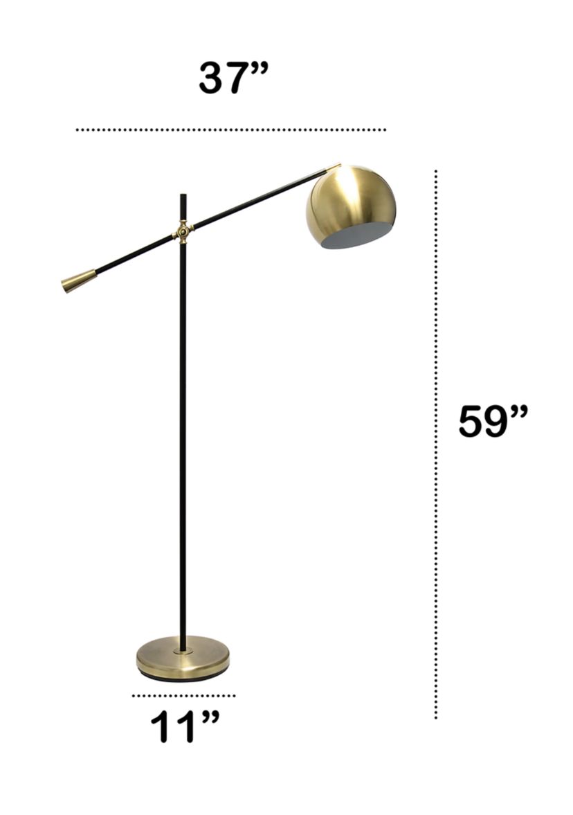 Black Matte Swivel Floor Lamp with Inner White Dome Shade