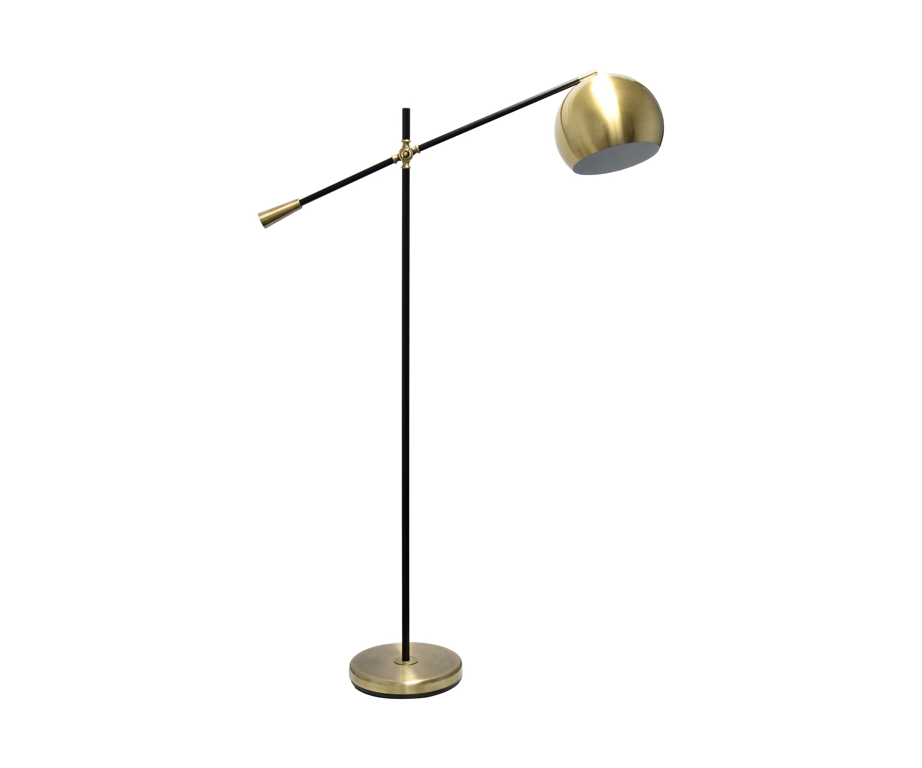 Black Matte Swivel Floor Lamp with Inner White Dome Shade