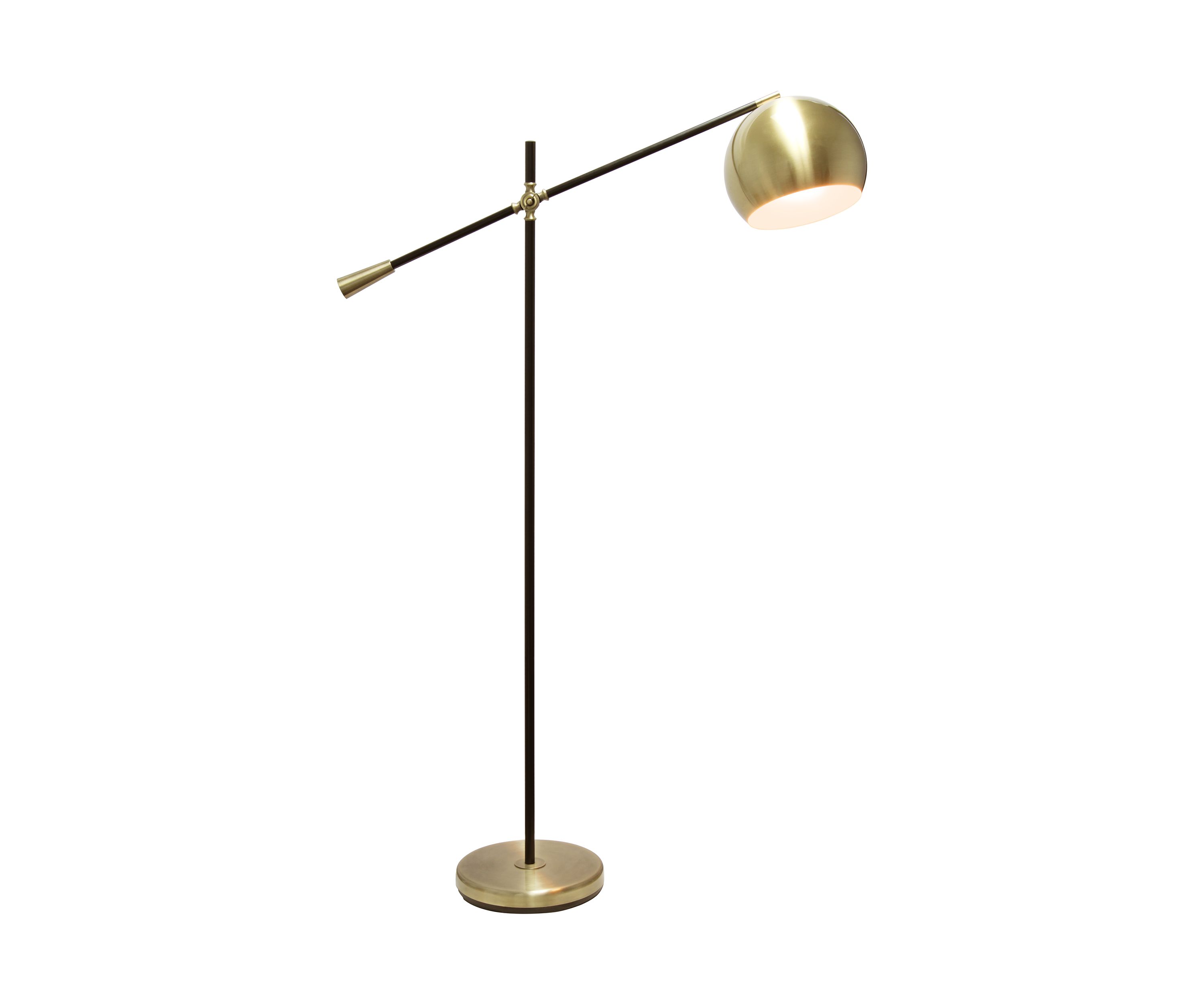 Black Matte Swivel Floor Lamp with Inner White Dome Shade