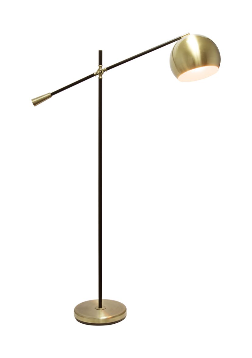 Black Matte Swivel Floor Lamp with Inner White Dome Shade