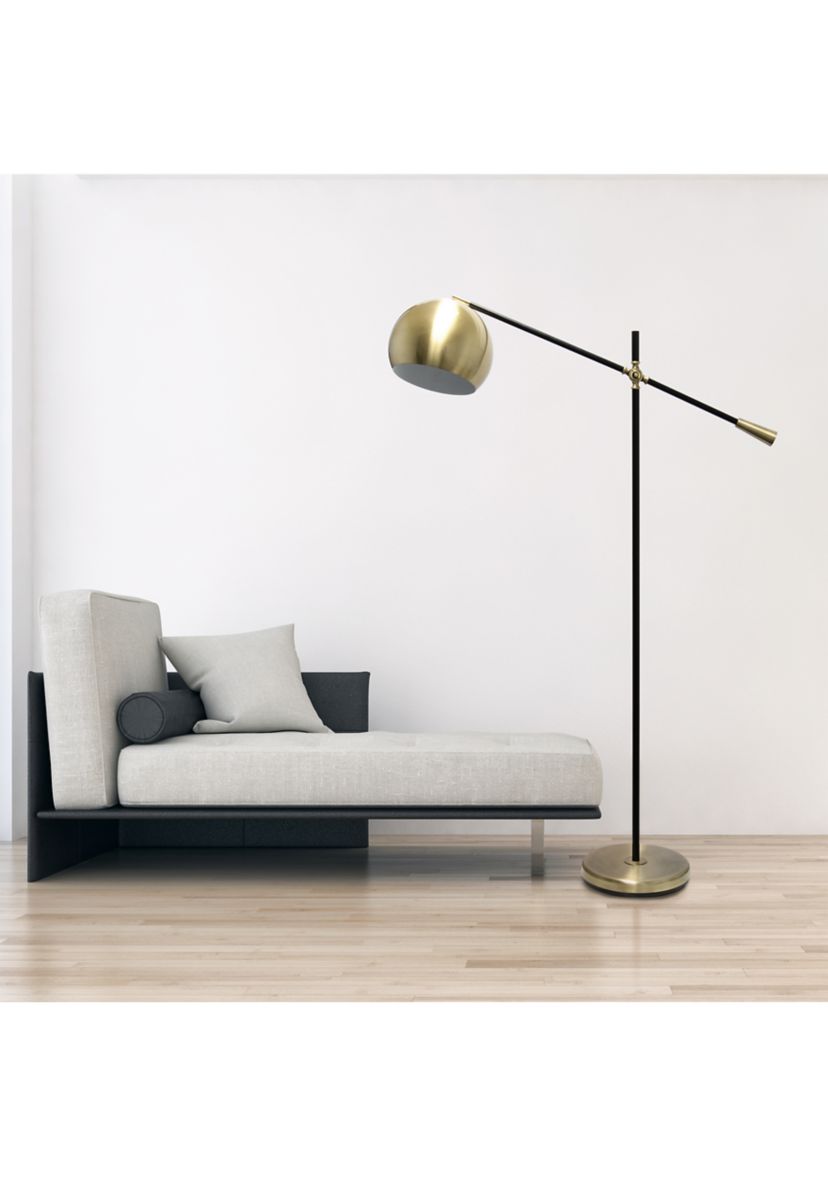 Black Matte Swivel Floor Lamp with Inner White Dome Shade