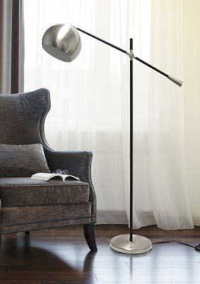 Black Matte Swivel Floor Lamp with Inner White Dome Shade