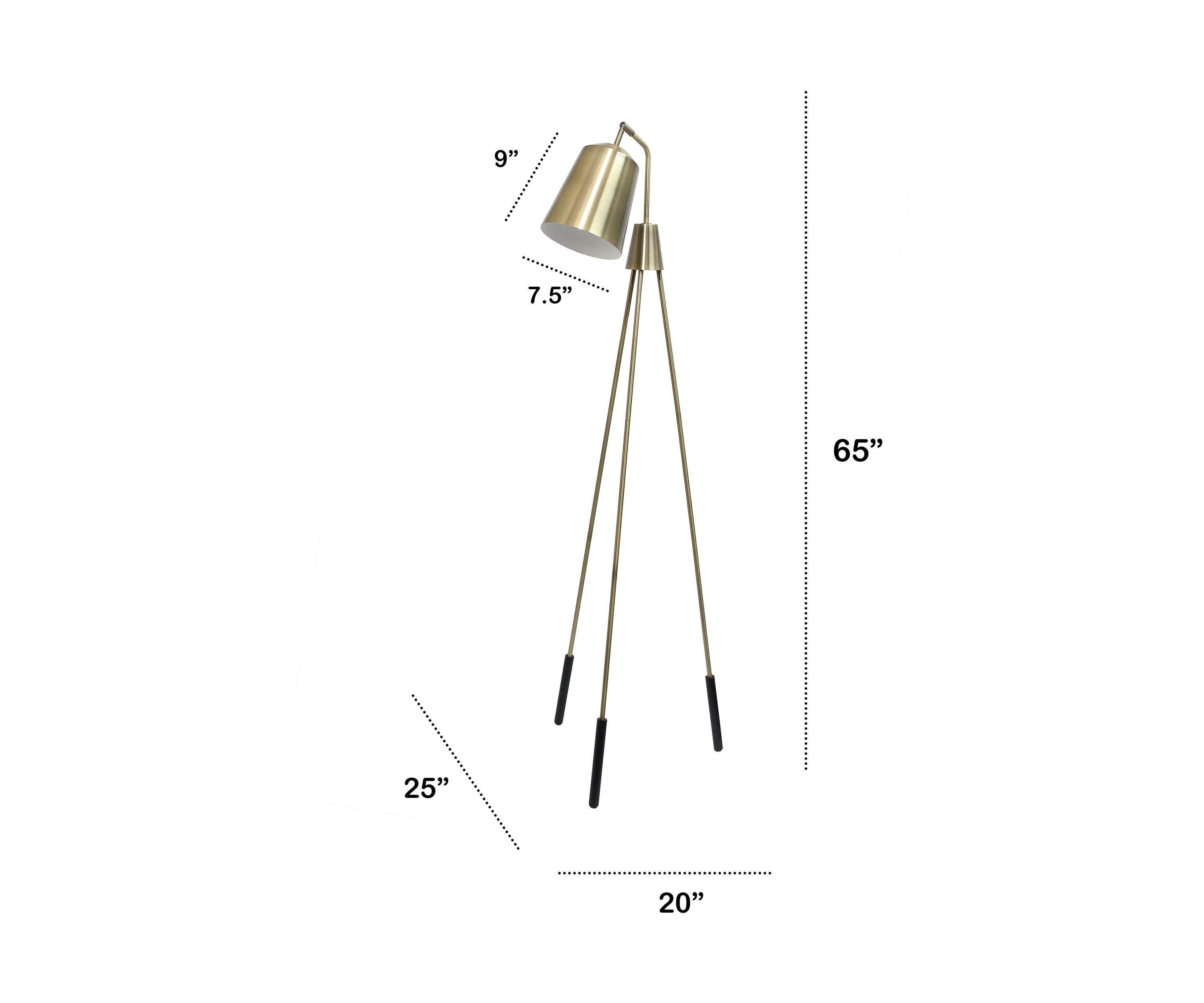 Industrial One Light Tripod Floor Lamp with Interior White Spotlight