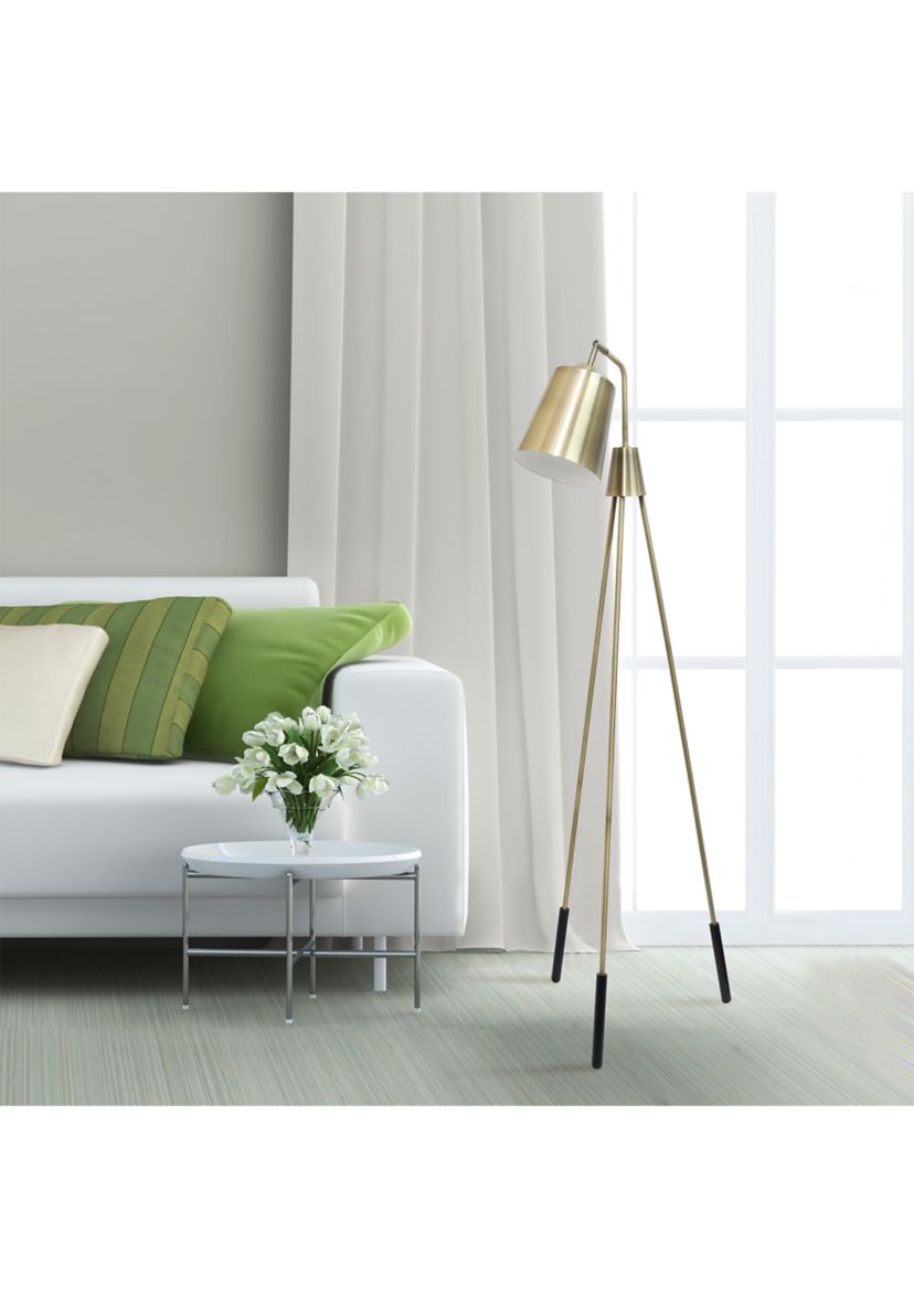 Industrial One Light Tripod Floor Lamp with Interior White Spotlight