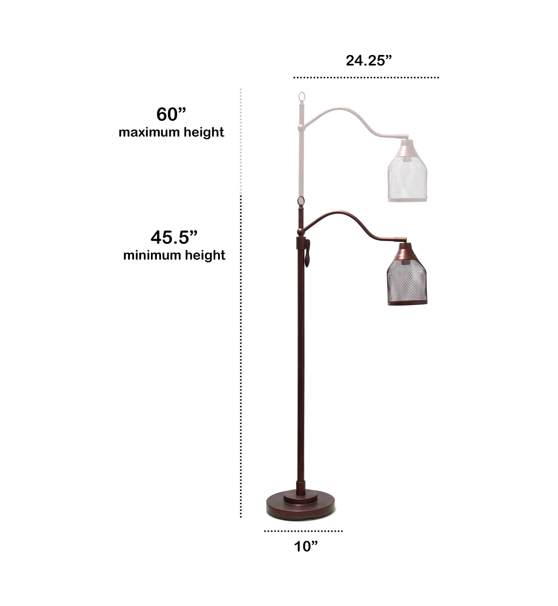 Vintage Arched One Light Floor Lamp with Iron Mesh Shade