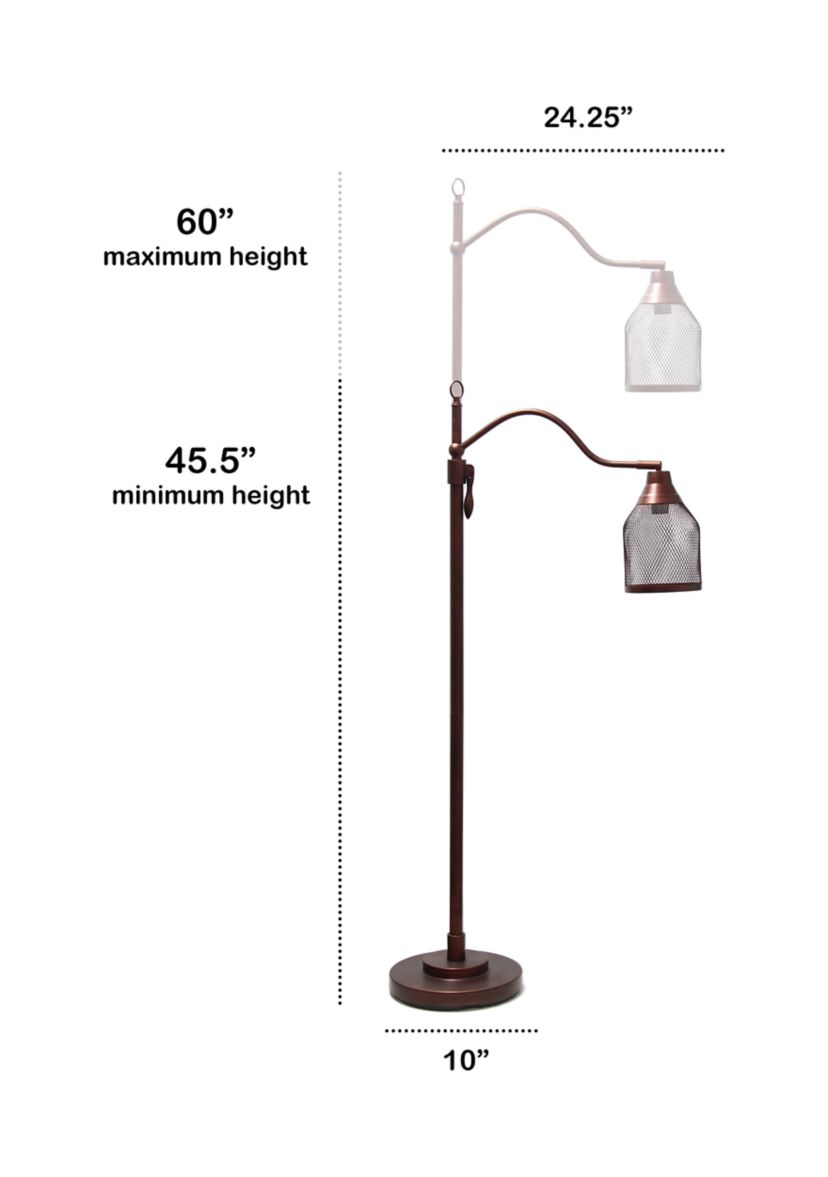 Vintage Arched One Light Floor Lamp with Iron Mesh Shade