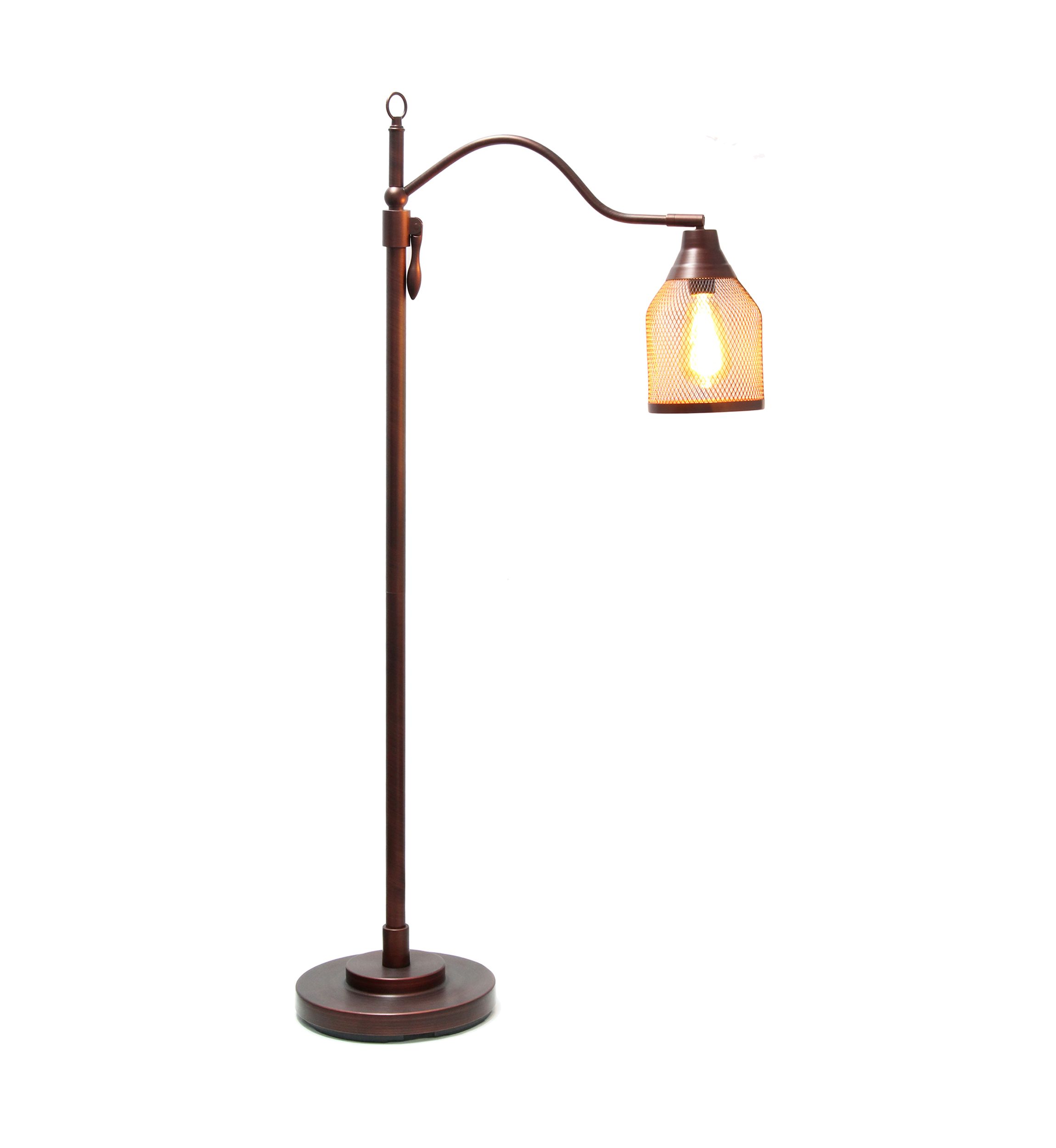 Vintage Arched One Light Floor Lamp with Iron Mesh Shade