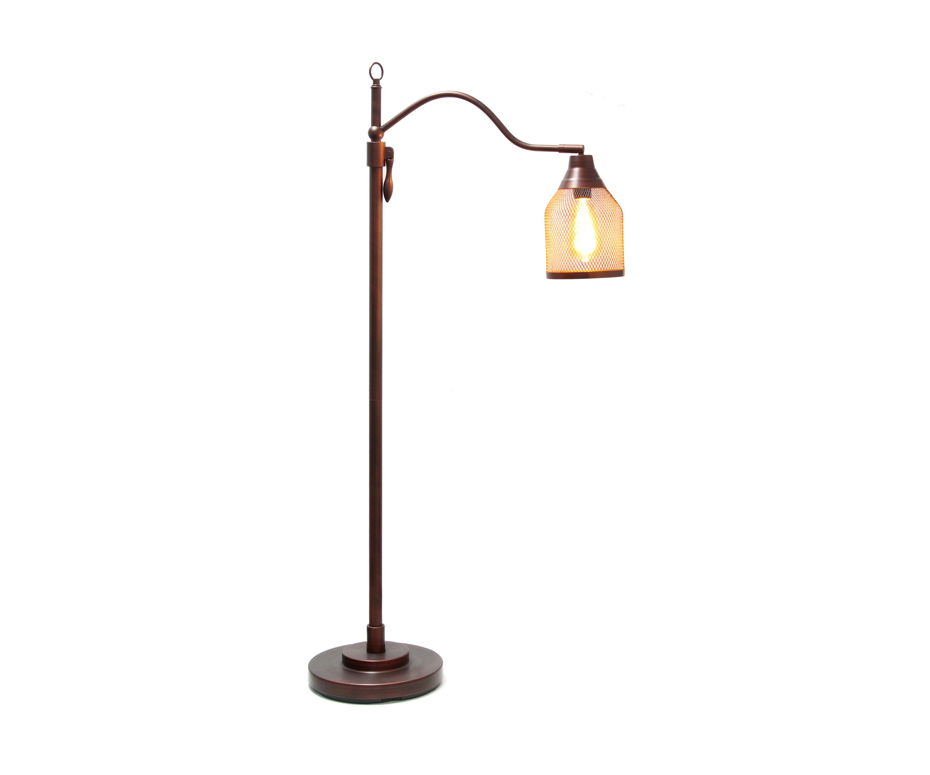 Vintage Arched One Light Floor Lamp with Iron Mesh Shade