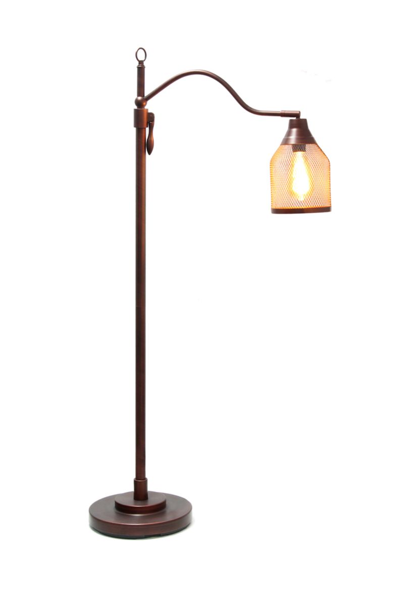 Vintage Arched One Light Floor Lamp with Iron Mesh Shade
