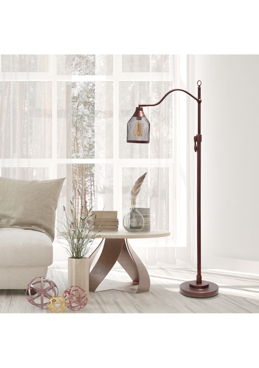 Vintage Arched One Light Floor Lamp with Iron Mesh Shade