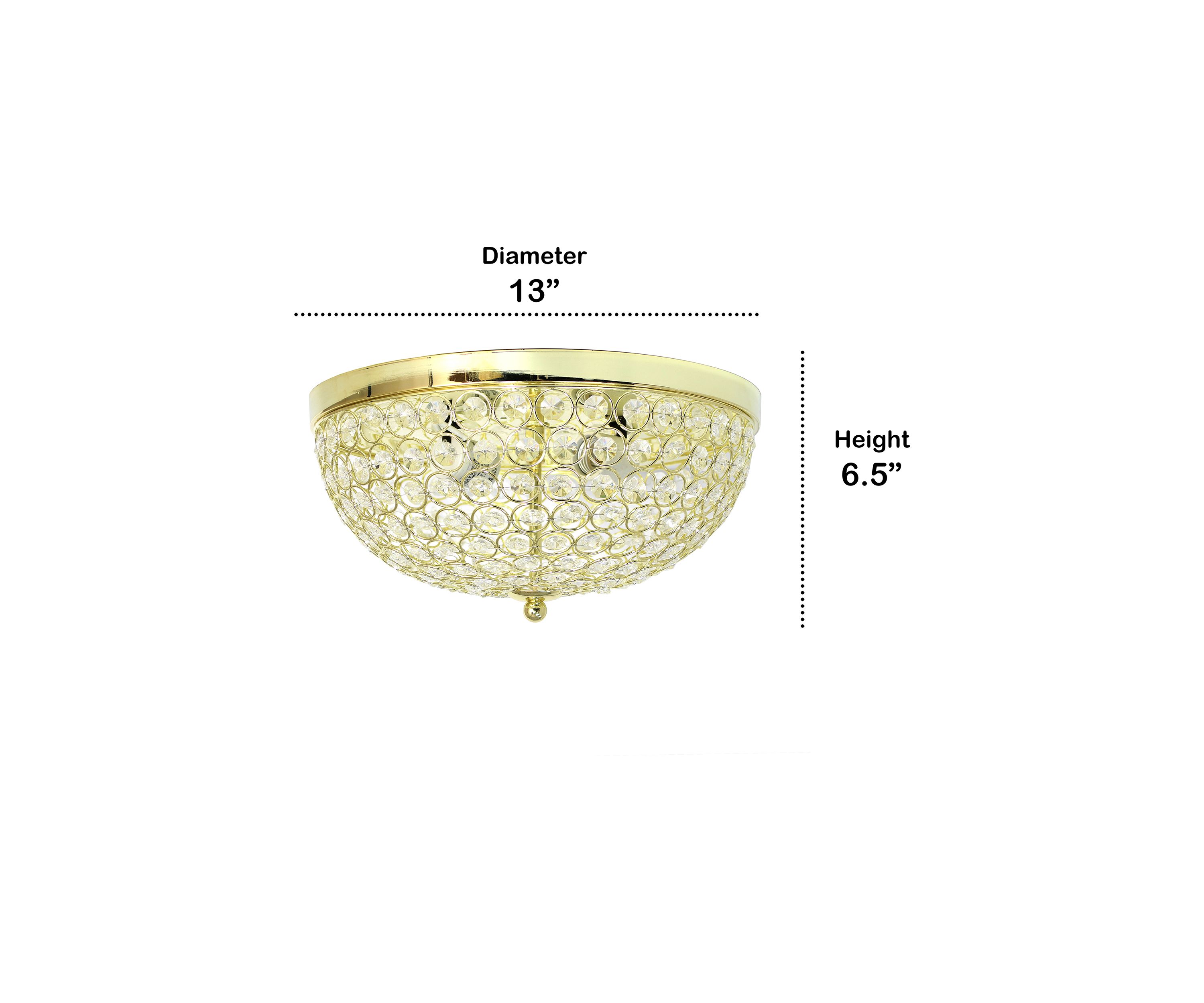 Crystal Glam 2 Light Ceiling Flush Mount 2 Pack, Gold