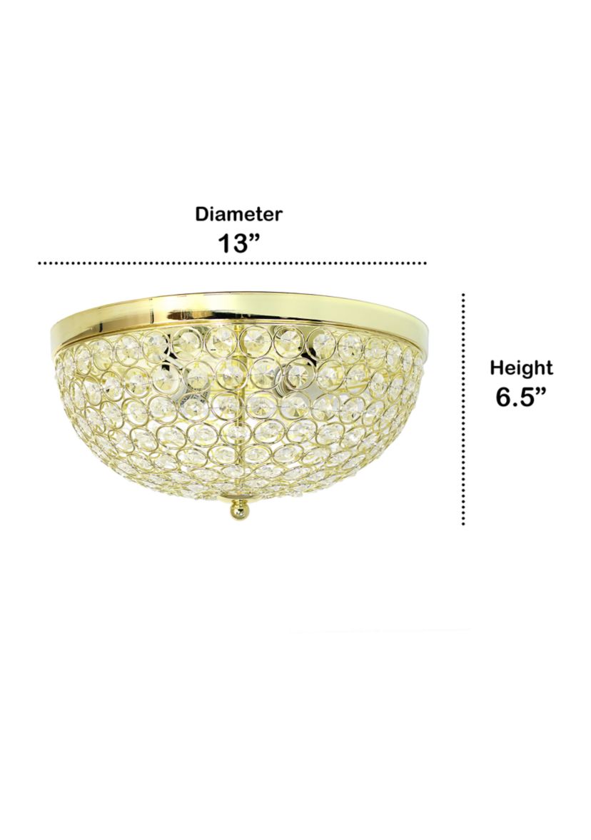 Crystal Glam 2 Light Ceiling Flush Mount 2 Pack, Gold