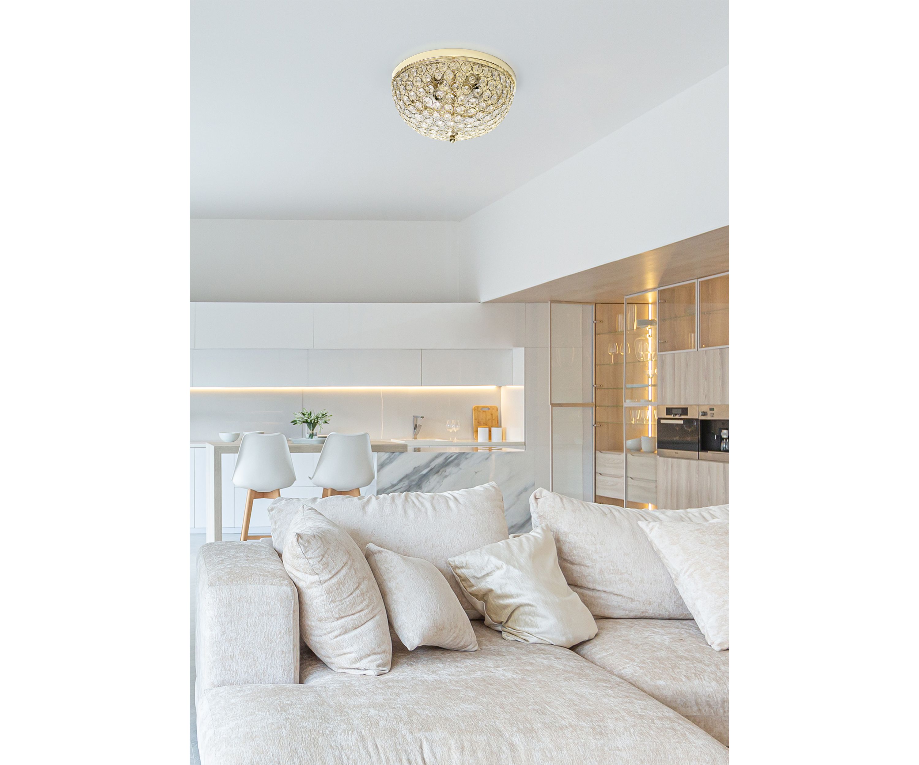 Crystal Glam 2 Light Ceiling Flush Mount 2 Pack, Gold