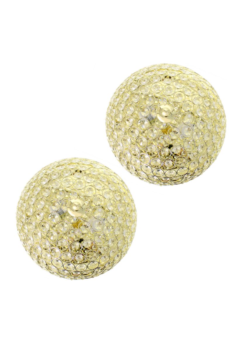 Crystal Glam 2 Light Ceiling Flush Mount 2 Pack, Gold
