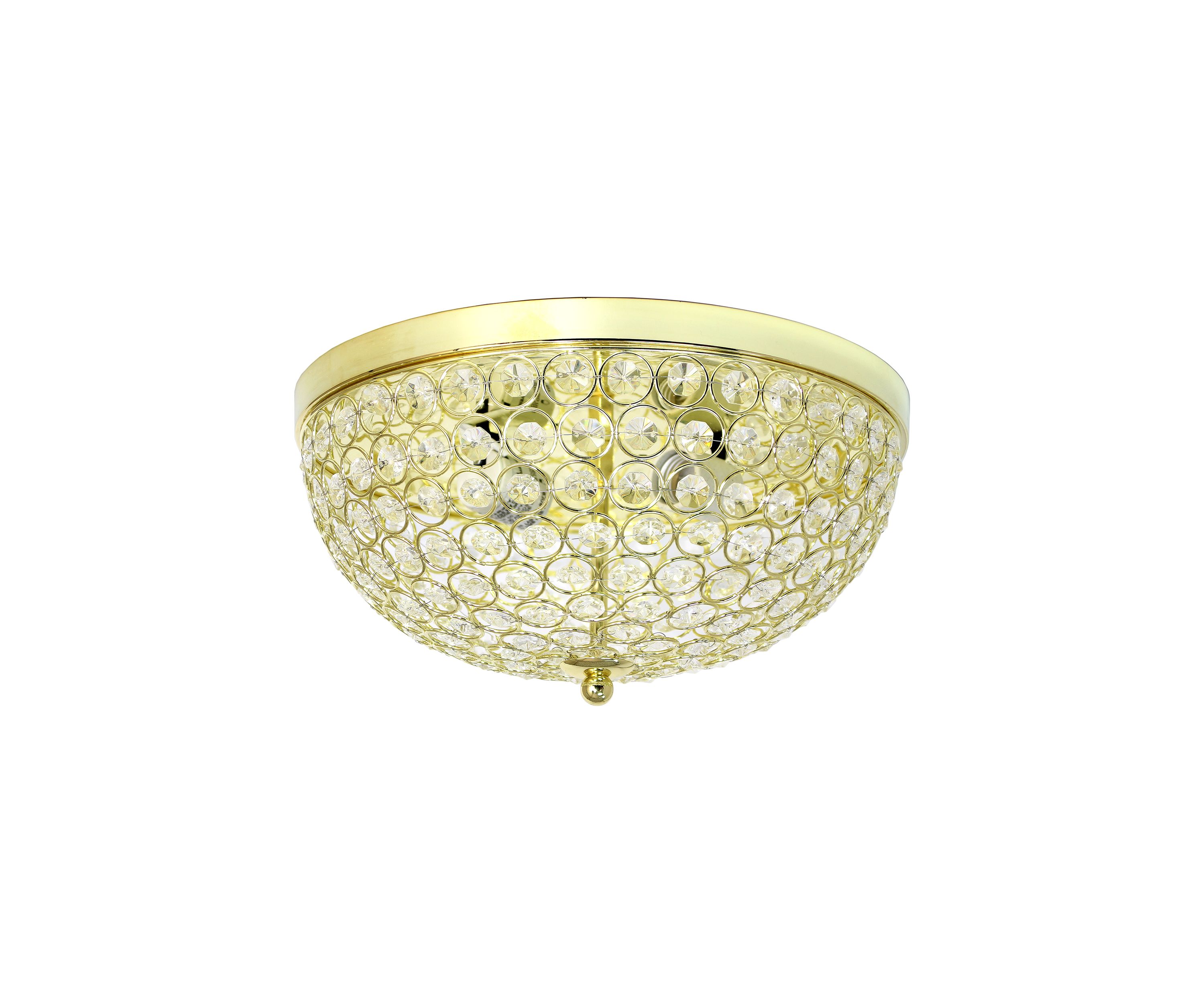 Crystal Glam 2 Light Ceiling Flush Mount, Gold