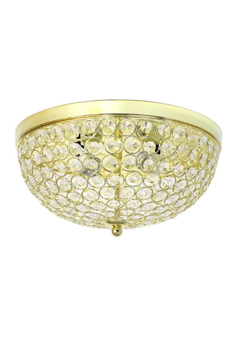 Crystal Glam 2 Light Ceiling Flush Mount, Gold